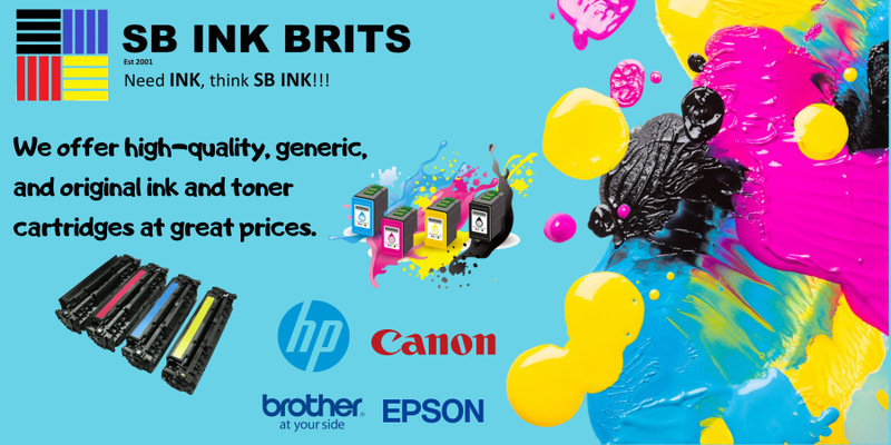 SB Ink Brits promotional slide featuring printer services